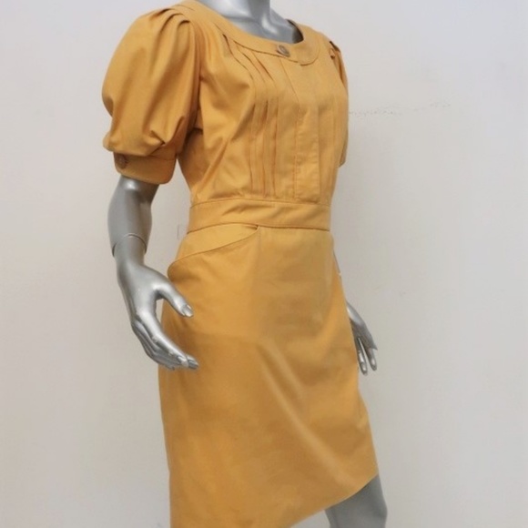 Chloe Dress Marigold Yellow Puff Sleeve Sz 40 - Picture 3 of 7